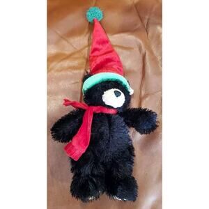8.5 Inch Black Gund Christmas Bear Stuffed Animal Plush Toy Chad 88365 Paper Tag